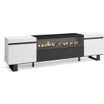 Meuble tv banc tl 200x35x57cm pour tv jusqu 80 feu lectrique design industriel blanc et noir rf2206 ...