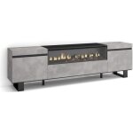 Meuble tv banc tl 200x35x57cm pour les tv jusqu 80 feu lectrique design industriel ciment rf2224