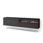 Meuble tv banc t�l� 200x35x45cm pour les tv jusqu� 80 feu �lectrique suspendu mural noir rf2195