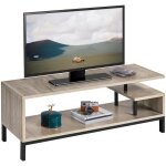 Meuble tv bas yaheetech - style industriel - couleur gris - 106 x 395 x 40cm