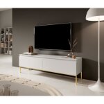 Meuble tv - bemmi - 150 cm - blanc avec pieds dorés Meuble tv - bemmi - 150 cm - blanc avec pieds dorés