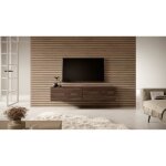 Meuble tv - selsey - bisira - 140 cm - marron / blanc - m�lamine mat
