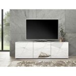 Meuble tv - blanc laqu brillant avec srigraphie miroir - l181 x p43 x h57 cm - victory