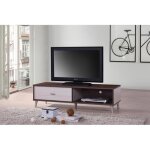 Meuble tv bodrum 120 cm avec une porte coulissante coloris noyer et blanc. : 40 marron