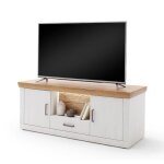 Meuble tv en bois coloris imitation chêne grandson blanc - longueur 154 x hauteur 62 x profondeur 50 ... Meuble tv en bois coloris imitation chêne grandson blanc - longueur 154 x hauteur 62 x profondeur 50 ...
