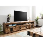 Meuble tv en bois dacacia huil� railway n� 455 - massivmoebel24 - rectangulaire - marron - industriel ...
