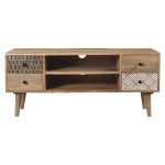 Meuble tv en bois de manguier  motifs 117 cm - tali - rendez - vous dco