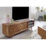 Meuble tv - bois massif dacacia laqu� (bois naturel) - mosayk 101