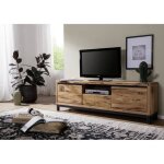 Meuble tv - bois massif de ch�ne sauvage huil� (bois naturel) - villanders 113