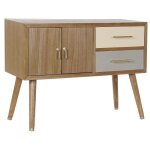 Meuble tv en bois de paulownia coloris naturel et mtal dor - longueur 90 x hauteur 66. 5 x profondeur ...