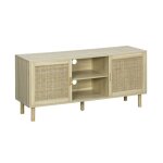 Meuble tv d�cor bois et cannage 2 portes 120cm camargue