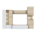 Meuble tv coloris blanc brillant - chêne canadien en mélamine - dim : 185 x 260 x 42 cm Meuble tv coloris blanc brillant - chêne canadien en mélamine - dim : 185 x 260 x 42 cm