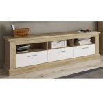 Meuble tv coloris ch�ne cambrian blanc - longueur 180 x profondeur 41 x hauteur 56 cm