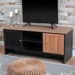 Meuble tv contemporain 2 portes l120cm franck bois et noir