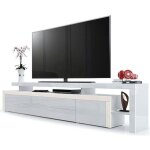 Meuble tv crème / blanc laqué 227 cm Meuble tv crème / blanc laqué 227 cm