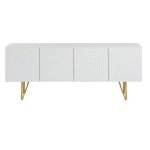 Miliboo - meuble tv design grav� blanc et m�tal dor� l140 cm ozen