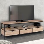 Idmarket meuble tv 160 cm detroit 3 tiroirs design industriel