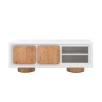 Meuble tv en b�ton blanc cass� et bois dacacia 150 cm - eden - rendez - vous d�co