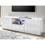 Meuble tv eris - leds - 2 portes & 1 tiroir - blanc laqu