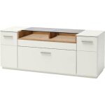 Meuble tv finition laqu�e blanc mat et ch�ne - longueur 150 x hauteur 60 x profondeur 50 cm