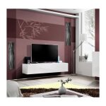 Meuble tv fly design coloris blanc brillant. meuble suspendu moderne et tendance pour votre salon. : ...