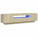 Meuble tv - fydun - 117197 - ch�ne sonoma - 160x35x40 cm - lumi�res led rvb