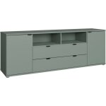 Meuble tv - ganymede - sauge - 2 portes 2 tiroirs 2 niches - 1798 x 413 x 631 cm