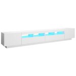 Meuble tv - garosa - 260x35x40 cm - blanc - bois ding�nierie - lumi�res led rvb