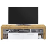 Meuble tv / hifi vibio 2 - d�cor artisan ch�ne et blanc - l180 x h528 x p413 cm - fabriqu� en allemagne ...