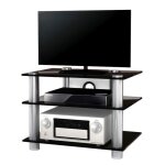 Netasa meuble tv hifi video commode rangement verre noir