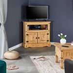 Meuble tv salsa l 85 cm en bois massif brun avec 2 portes et une niche meuble de salon style mexicain ...