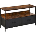 Homcom - meuble tv - mdf - 98x29x56cm - brun rustique gris noir