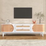 Meuble tv 170 x 39. 5 x 46 cm avec 2 portes et 2 tiroirsmeuble tv côtés en rotin avec de rangement - ... Meuble tv 170 x 39. 5 x 46 cm avec 2 portes et 2 tiroirsmeuble tv côtés en rotin avec de rangement - ...