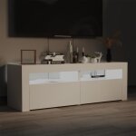 Meuble tv kimiss blanc avec lumires led - 120x35x40 cm - porte et tiroir - style contemporain