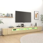 Meuble tv kimiss - chne sonoma - led rvb - 300x35x40 cm