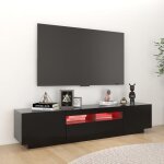 Meuble tv kimiss noir 180x35x40 cm avec lumires led - design contemporain - laqu