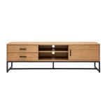 Miliboo - meuble tv finition bois clair ch�ne et m�tal noir l160 cm lovato