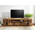 Meuble tv - massivmoebel24 - railway n� 256 - bois massif - gris - industriel - loft