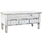 Meuble tv en mdf et verre coloris argent - longueur 112 x hauteur 50 x profondeur 45 cm