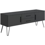 Meuble tv en m�lamine coloris gris anthracite - longueur 140 x profondeur 40 x hauteur 56 cm