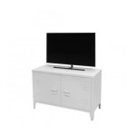 Meuble tv en m�tal industriel white - blanc - l 100 x l 40 x h 53 cm