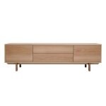 Miliboo - meuble tv scandinave bois clair ch�ne 2 portes 2 tiroirs l180cm sid