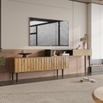 Meuble tv moderne - redom - 129×30×58cm - placage marbre et grain de bois - couleur bois foncé Meuble tv moderne - redom - 129×30×58cm - placage marbre et grain de bois - couleur bois foncé