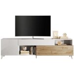 Meuble tv - montecarlo xxl - 1 porte - 2 tiroirs - blanc laqué / chêne cadiz - 241 x 43 x 67 cm Meuble tv - montecarlo xxl - 1 porte - 2 tiroirs - blanc laqué / chêne cadiz - 241 x 43 x 67 cm