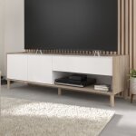 Meuble tv morphos l 150 x p 40 x h 473 cm - d�cor blanc / ch�ne - parisot