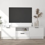 Meuble tv - mothinessto - ly0539 - bois ding�nierie - 140x35x40 cm - blanc mat