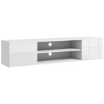 Homcom - meuble tv - panneaux de particules - 140x30x30cm - blanc