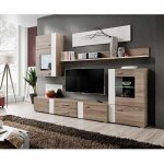 Meuble tv mural design aleppo 240cm chne & blanc - paris prix