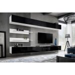 Meuble tv mural design fly vi 320cm noir & blanc - paris prix - contemporain Meuble tv mural design fly vi 320cm noir & blanc - paris prix - contemporain