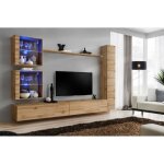 Meuble tv mural design paris prix switch xviii 280cm naturel - banc tv vitrine colonne et tagre inclus ...